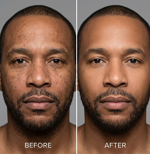 chemical peels dark skin man before and after