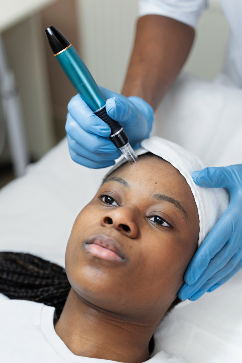 client receiving a HydraFacial treatment