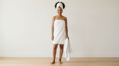 person wrapped in a towel