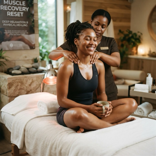 woman receiving a shoulder massage from a therapist
