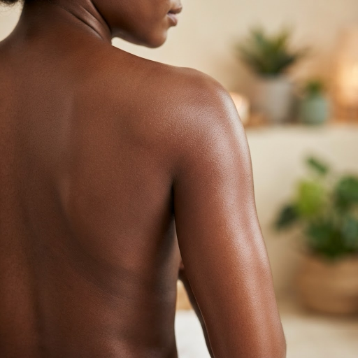 woman's smooth back and shoulder after a body treatment