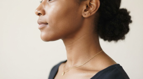 side profile showing neck and jawline
