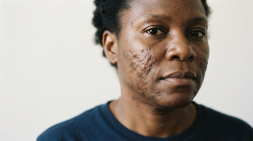 woman with textured skin on her face