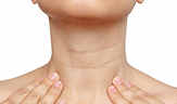 young woman touching her neck with her hands